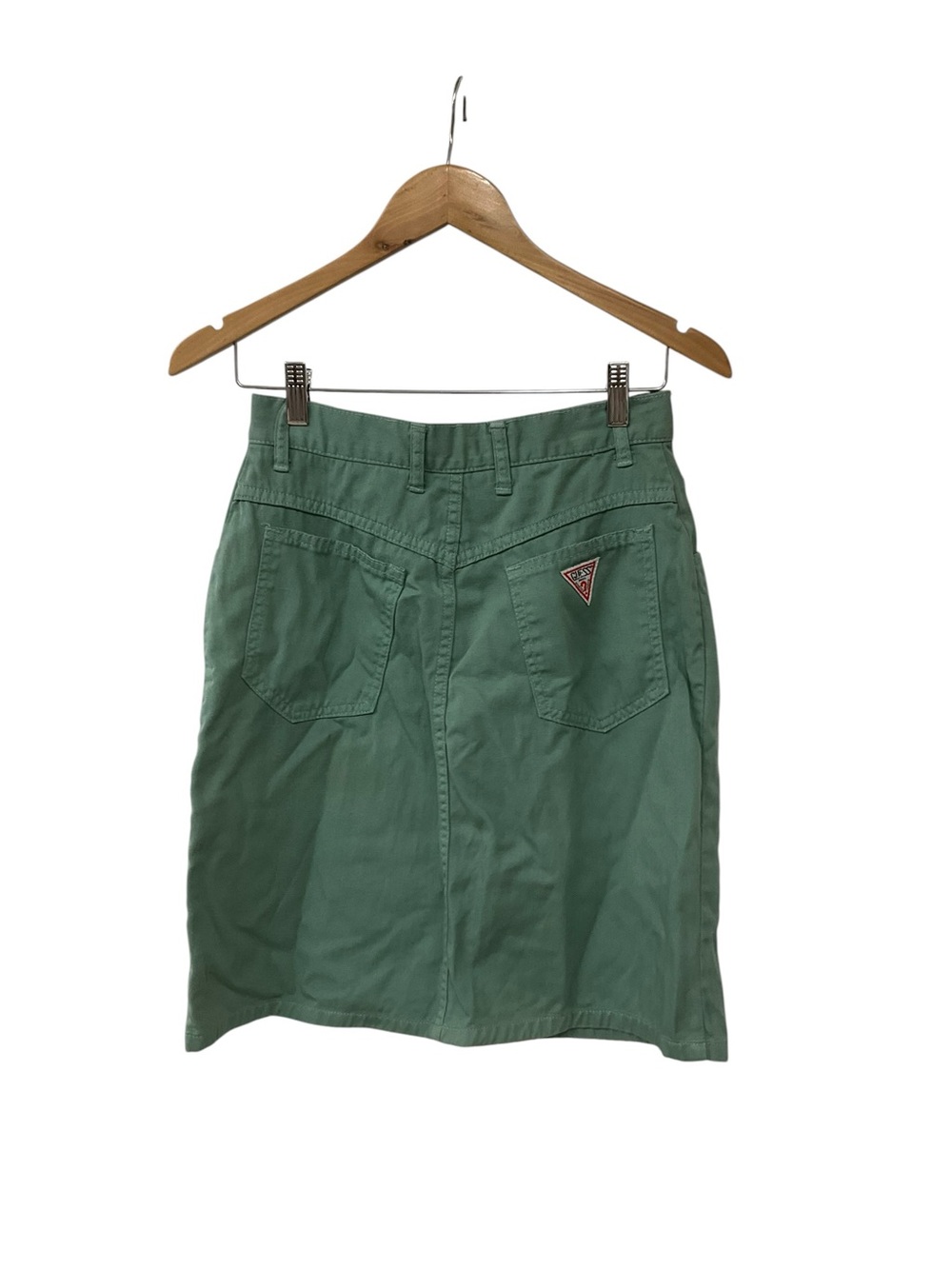 Vintage Guess Mini Skirt Green 80s 90s Denim Georges Marciano 30 - Picture 2 of 4